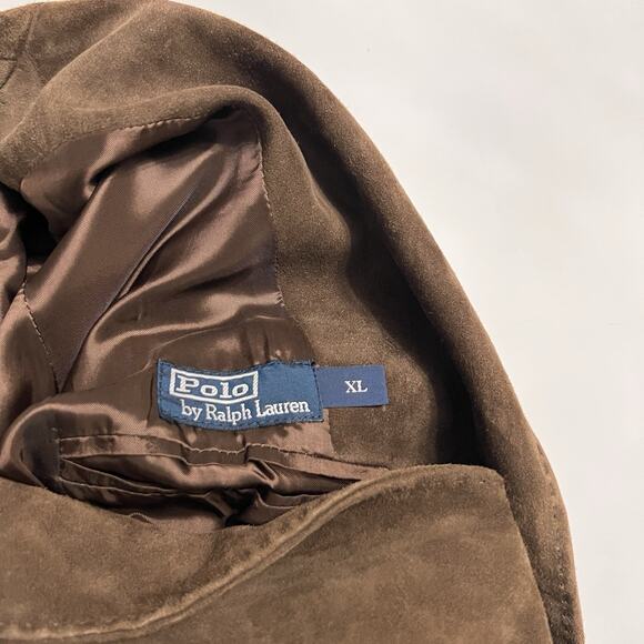 90s Polo by Ralph Lauren Italy Goat Suede Mens XL Brown Blazer Sport Coat Jacket - Picture 6 of 8